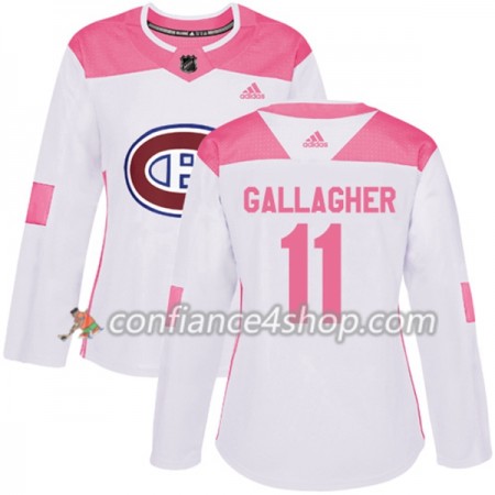 Adidas Maillot de Hockey Montreal Canadiens Brendan Gallagher 11 2017-2018 Blanc Rose Fashion Authentic - Femme